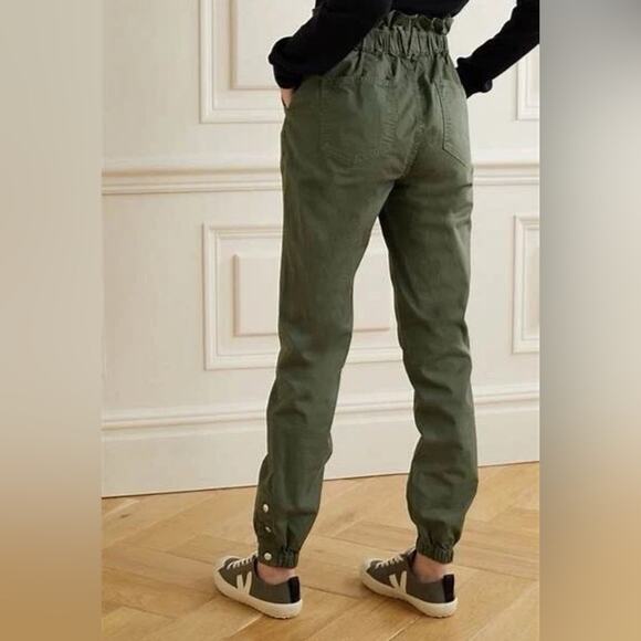 Veronica Beard Tedi Tapered High Rise Army Green Paper Bag Pants Twill 6 / 28 - Picture 3 of 12